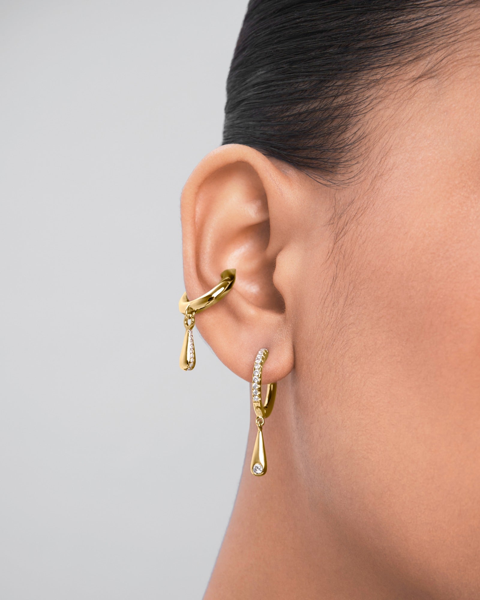 Moondrop drop hoop earring - ambi Jewelry