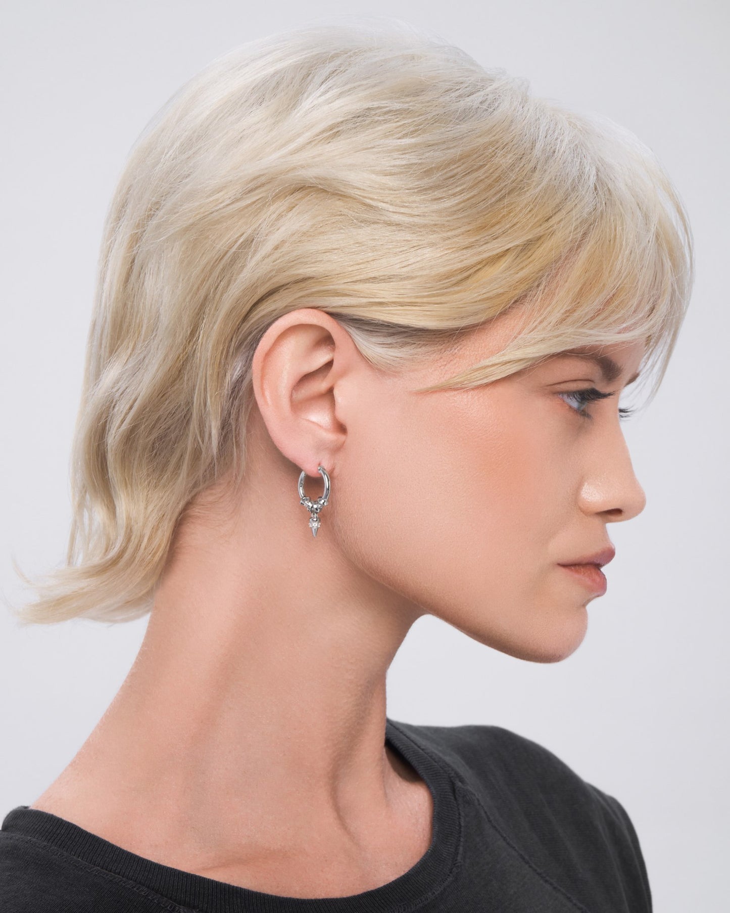 Crown drop hoop earring - ambi Jewelry