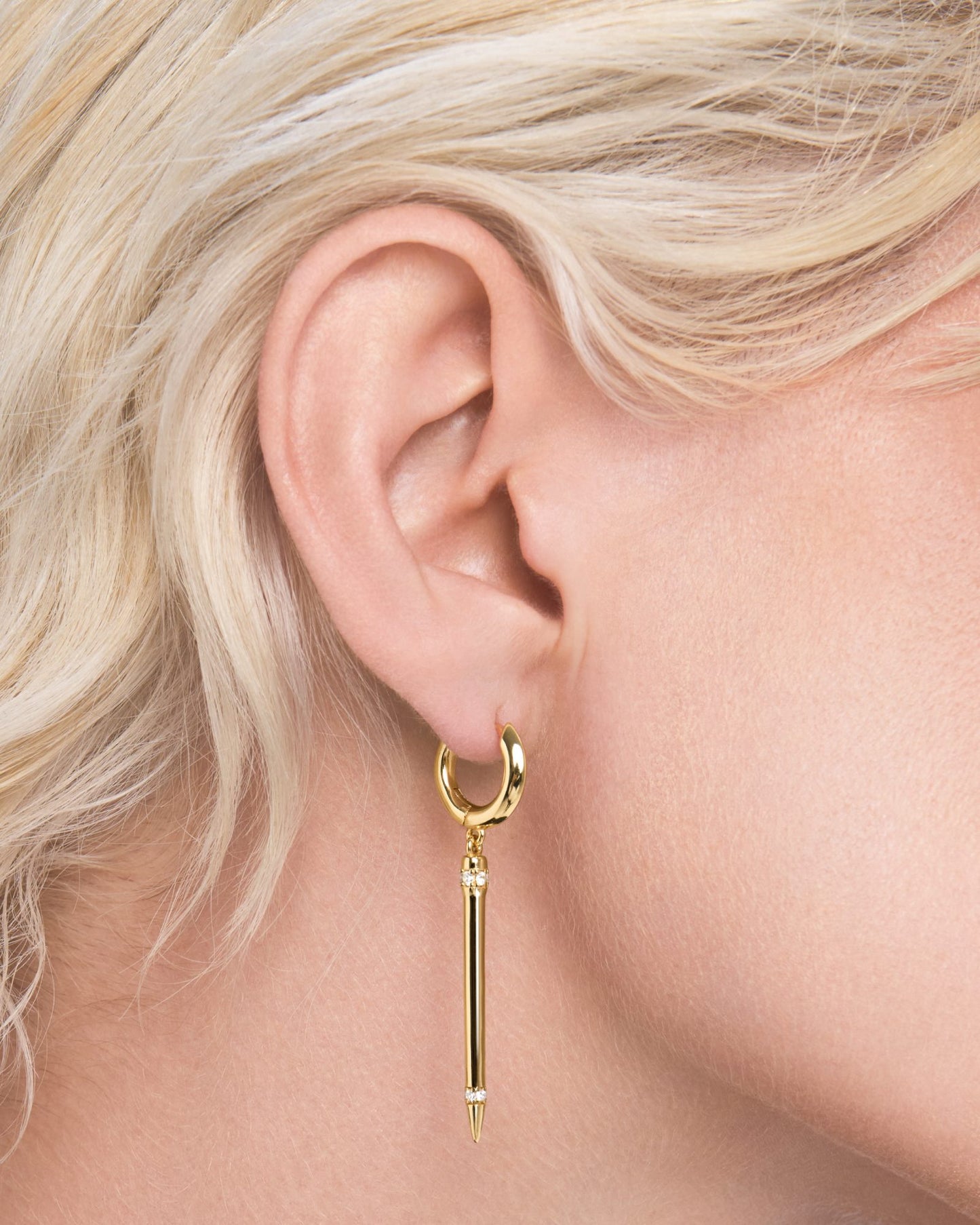 Glacier pin drop huggie earring - ambi Jewelry