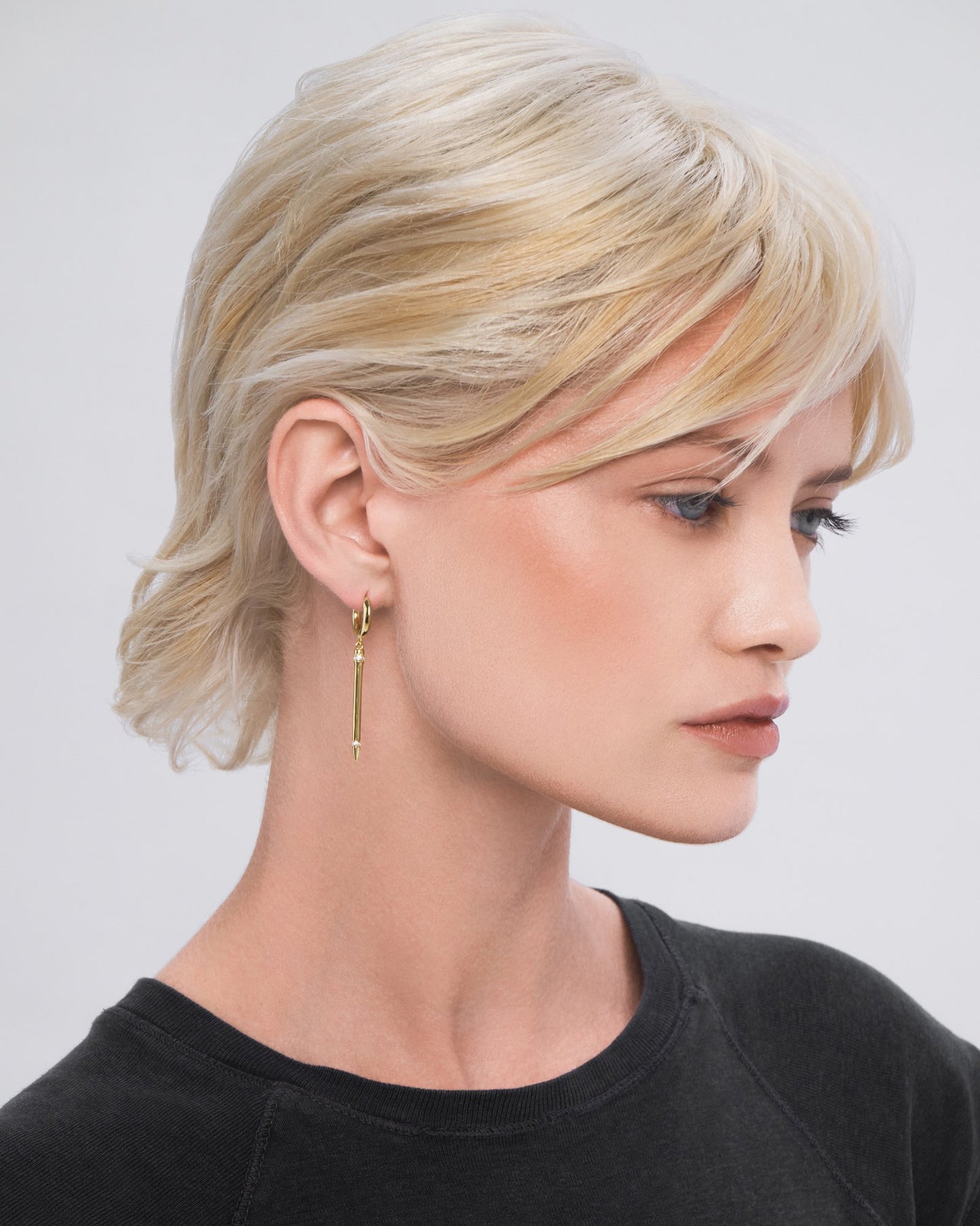 Glacier pin drop huggie earring - ambi Jewelry