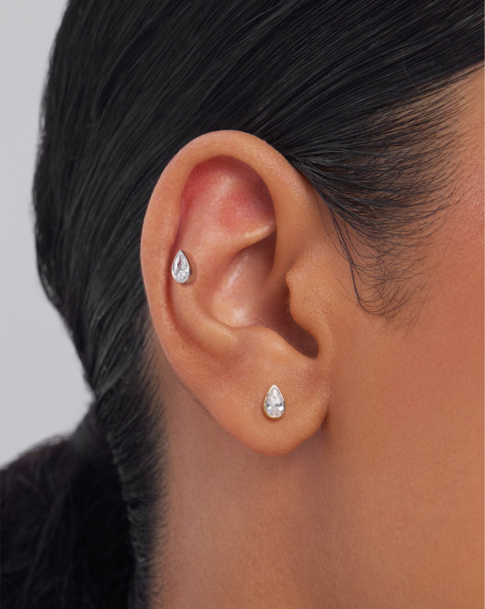 Twill teardrop flatback stud earring - ambi Jewelry