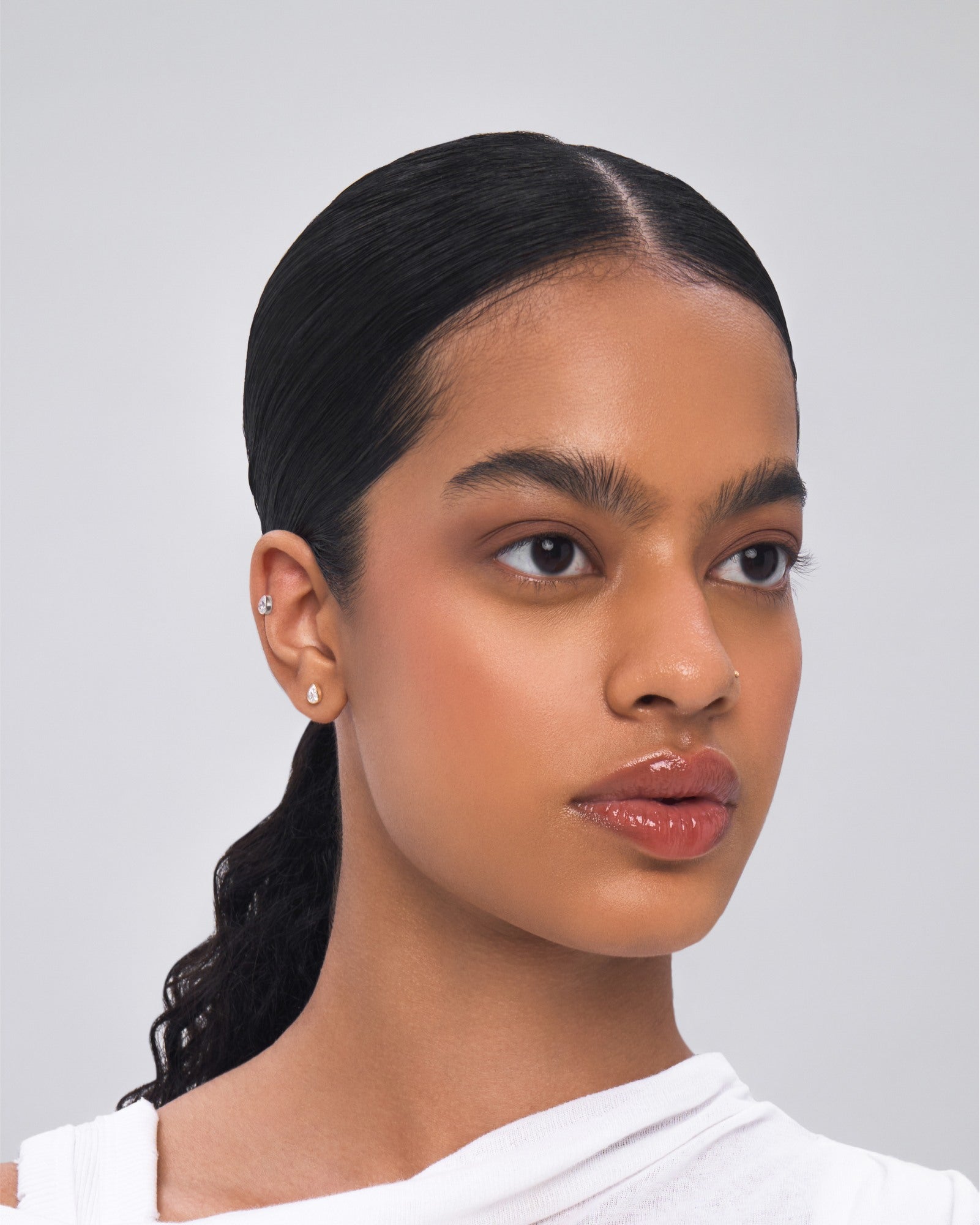 Twill teardrop flatback stud earring - ambi Jewelry