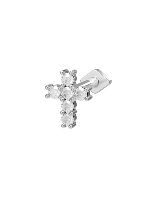 Bejewelled cross flatback stud earring - ambi Jewelry