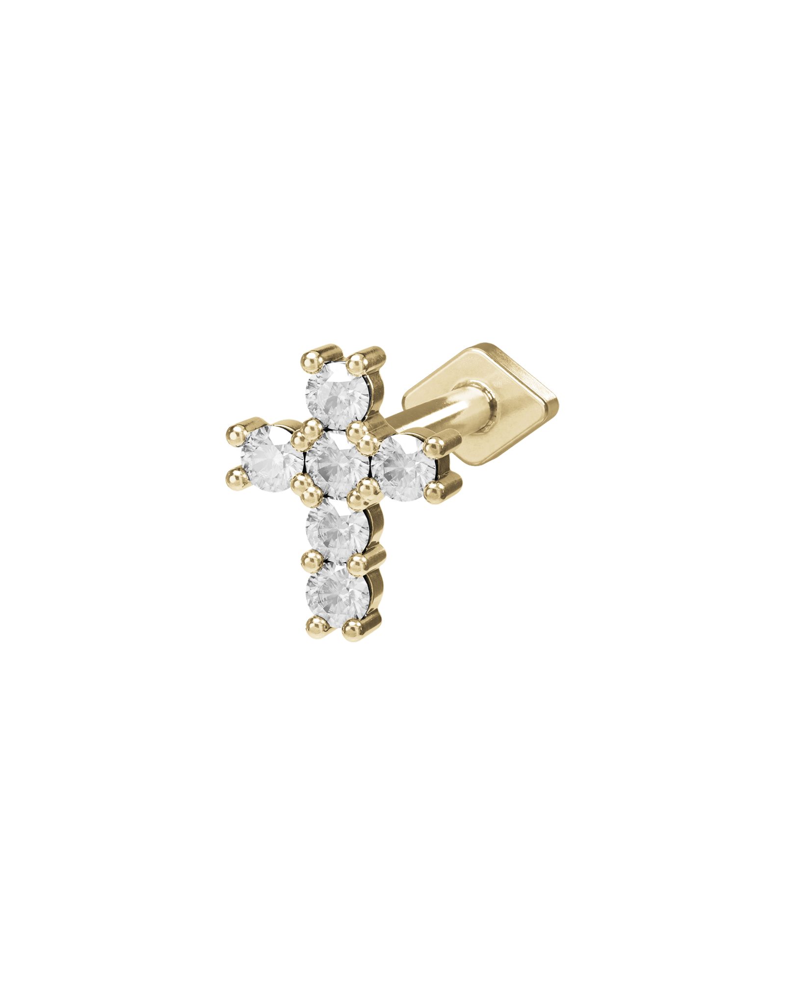 Bejewelled cross flatback stud earring - ambi Jewelry