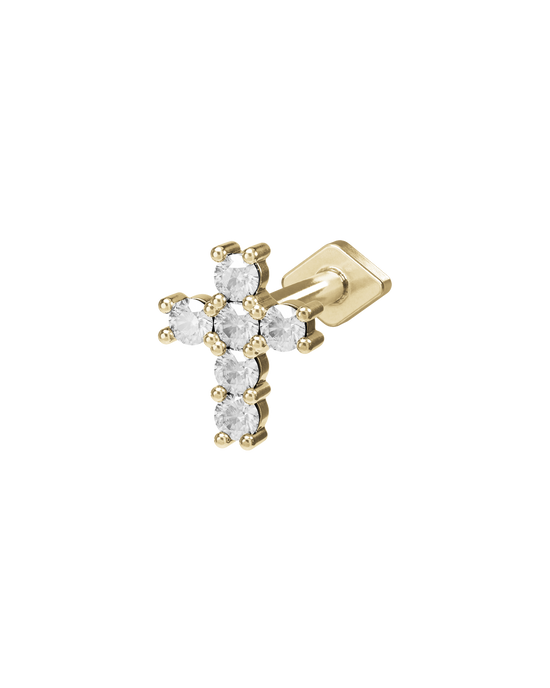 Bejewelled cross flatback stud earring - ambi Jewelry