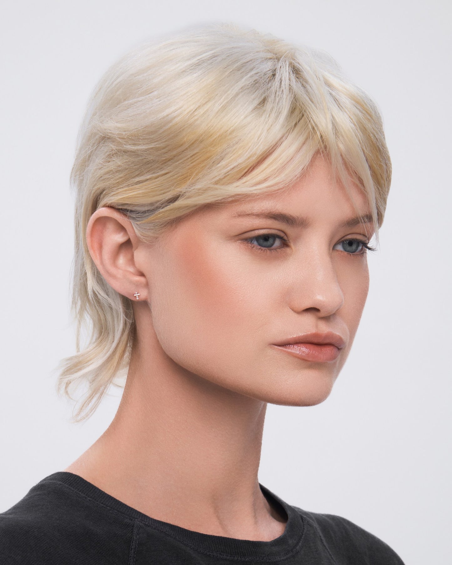 Bejewelled cross flatback stud earring - ambi Jewelry