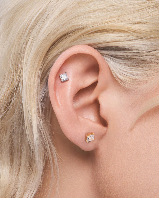 Mirror square flatback stud earring - ambi Jewelry