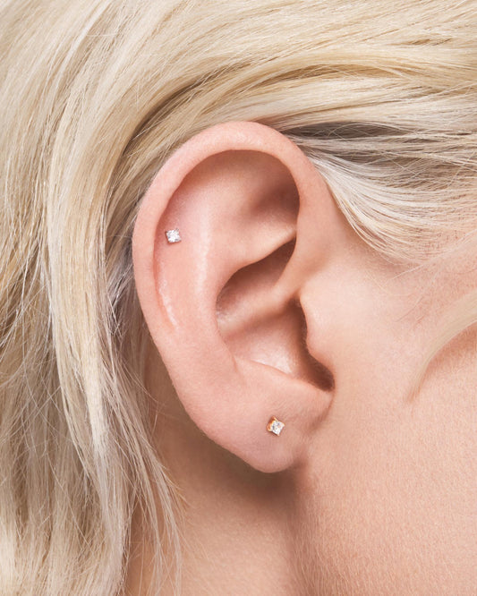 Mirror square flatback stud earring - ambi Jewelry