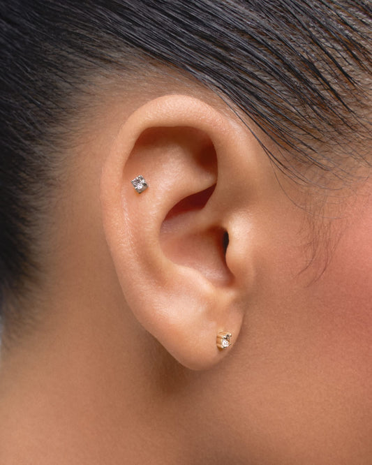 Odette flatback stud earring (2mm, 3mm) - ambi Jewelry